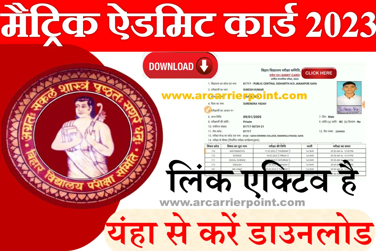 Matric Admit Card 2023 Download link