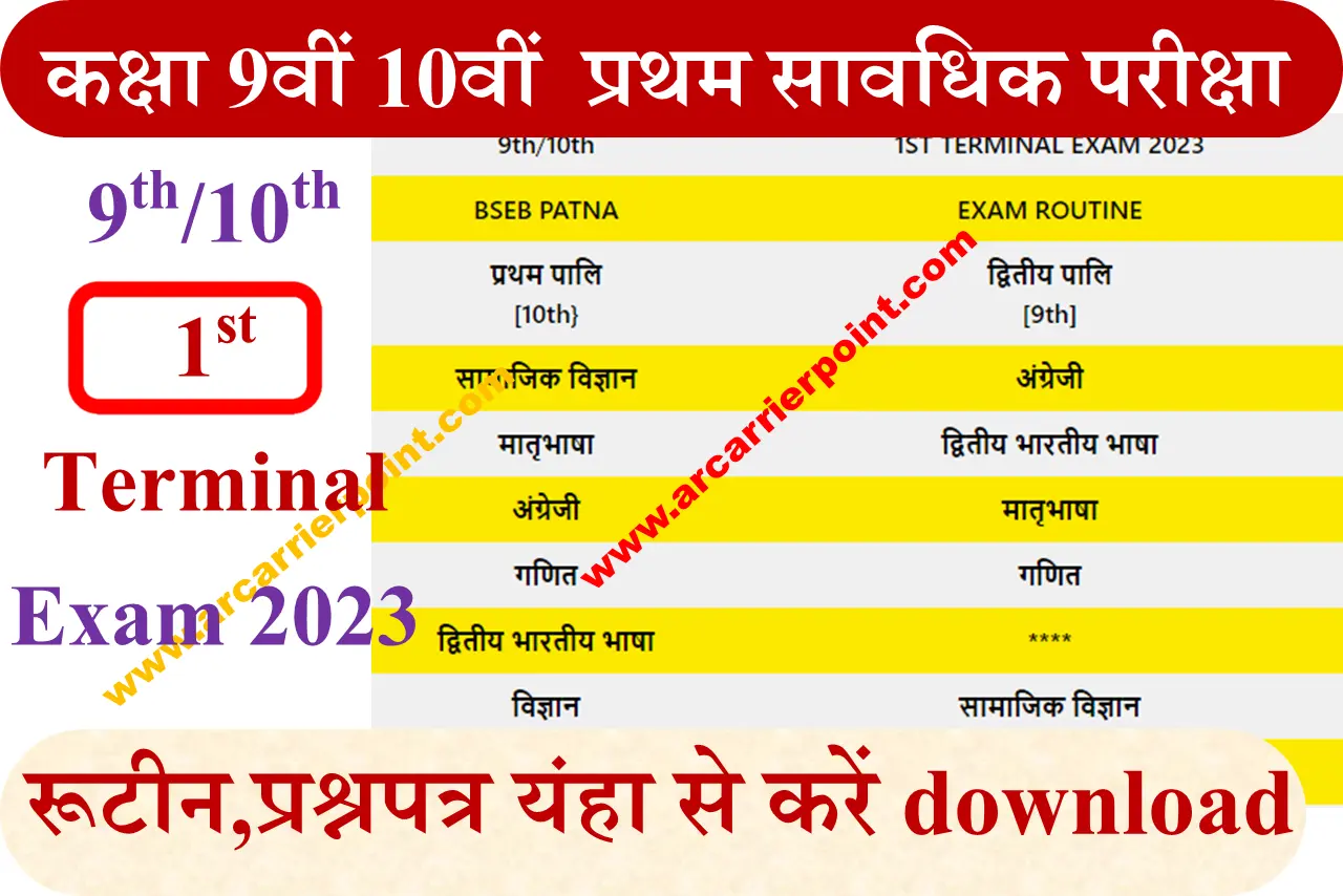 BSEB Class 9th 1oth First Terminal Exam 2023 Routine