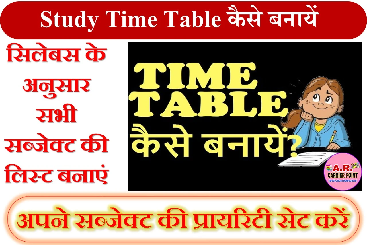 Study Time Table कैसे बनायें