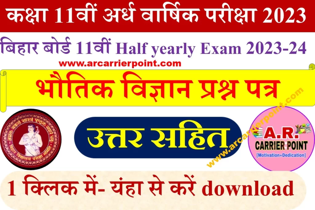 Class 11th Physics Monthly exam September 2023 question paper