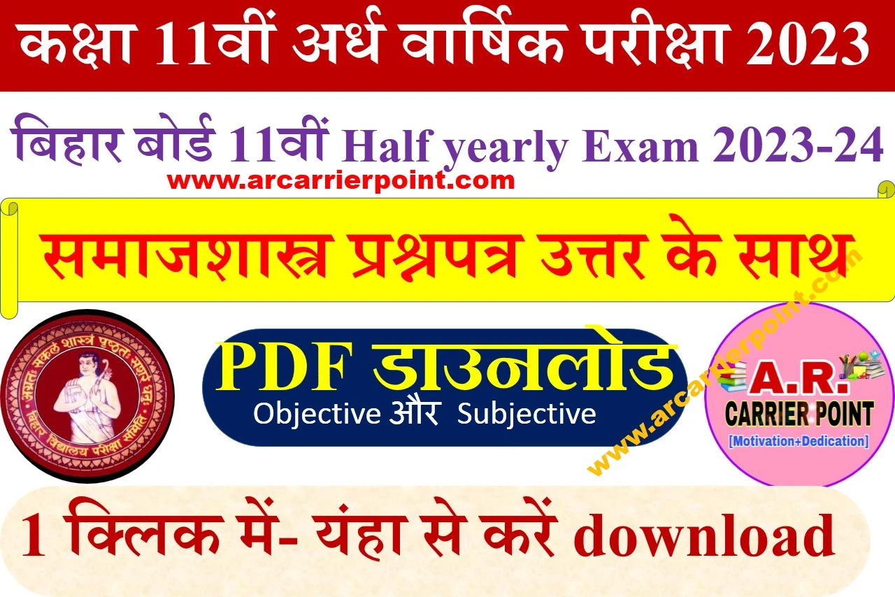 Class 11th Sociology monthly exam September 2023 question paper