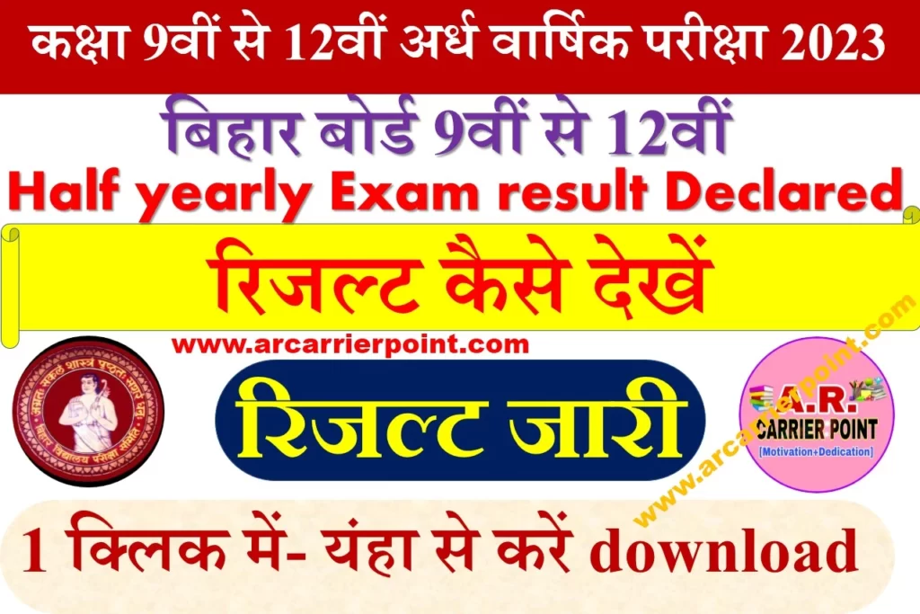 Bseb class 9th 10th 11th 12th half yearly exam result Declared- Check here