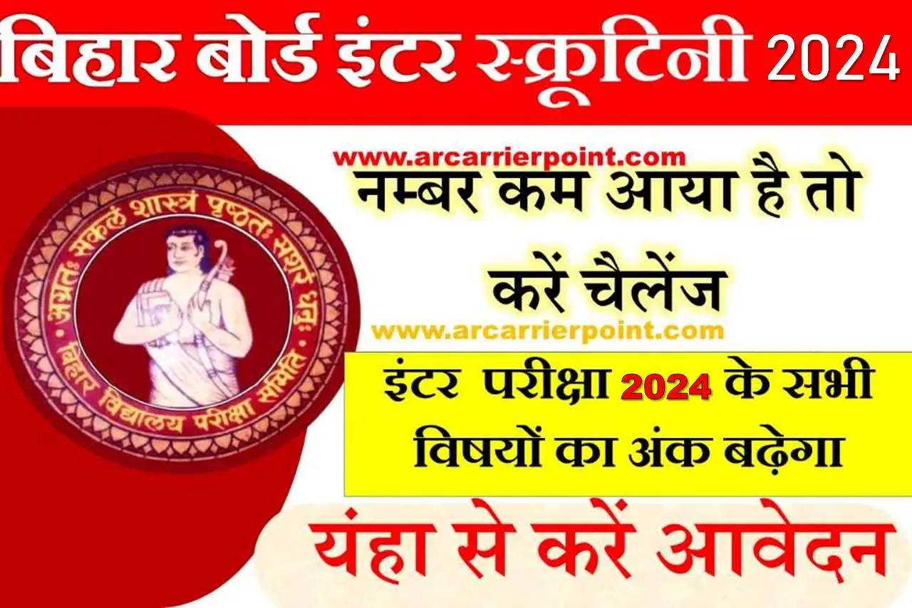 Bihar board inter scrutiny Online Form 2024