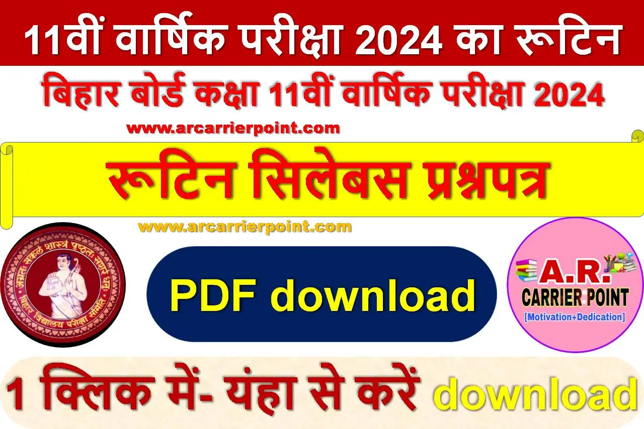 बिहार बोर्ड कक्षा 11वीं वार्षिक परीक्षा 2024 का रूटिन सिलेबस प्रश्नपत्र