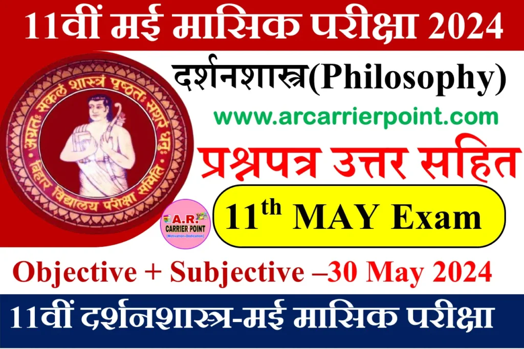 Class 11th Philosophy May Monthly Exam 2024 question paper