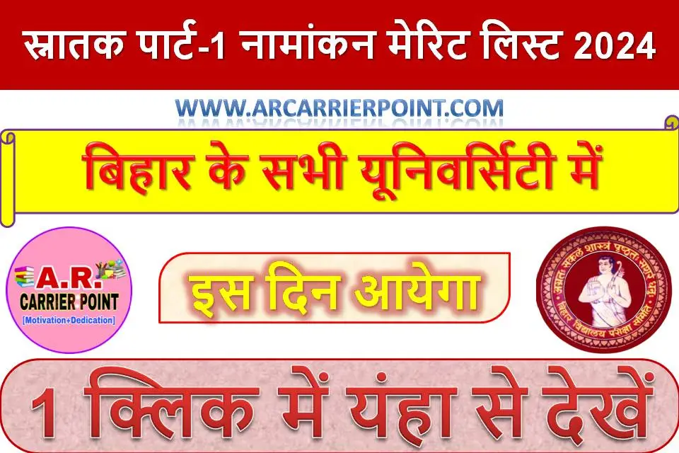 स्नातक पार्ट-1 नामांकन मेरिट लिस्ट 2024 | बिहार के सभी यूनिवर्सिटी में इस दिन आयेगा