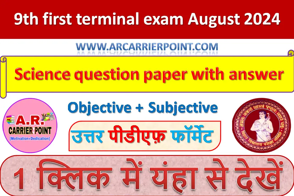 9th first terminal exam August 2024 - Science Question paper with Answer