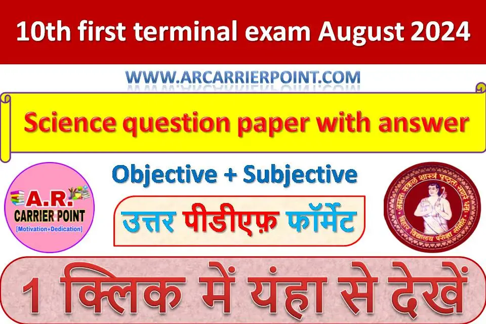 10th first terminal exam August 2024 - Science Question paper with Answer