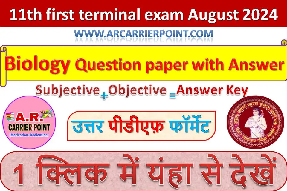 11th first terminal exam August 2024 – Biology Question paper with Answer