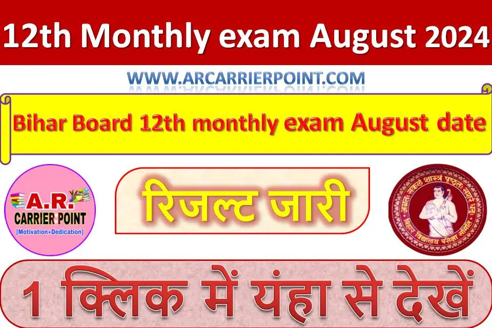 Bihar board class 12th Monthly exam August 2024 Routine question paper