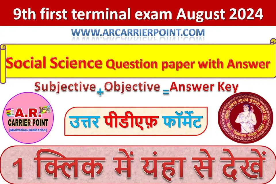 9th first terminal exam August 2024 – Social Science Question paper with Answer