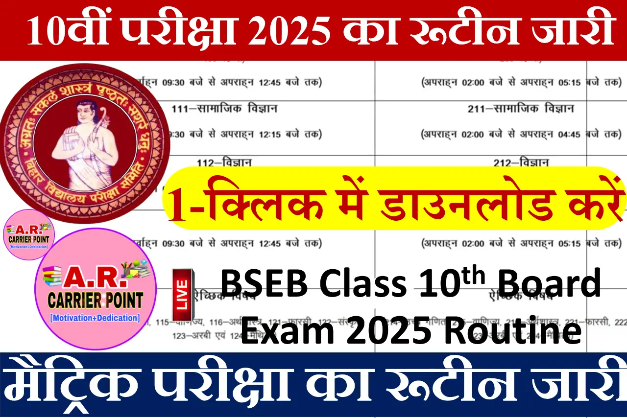 Bihar Board Matric Exam Routine 2025