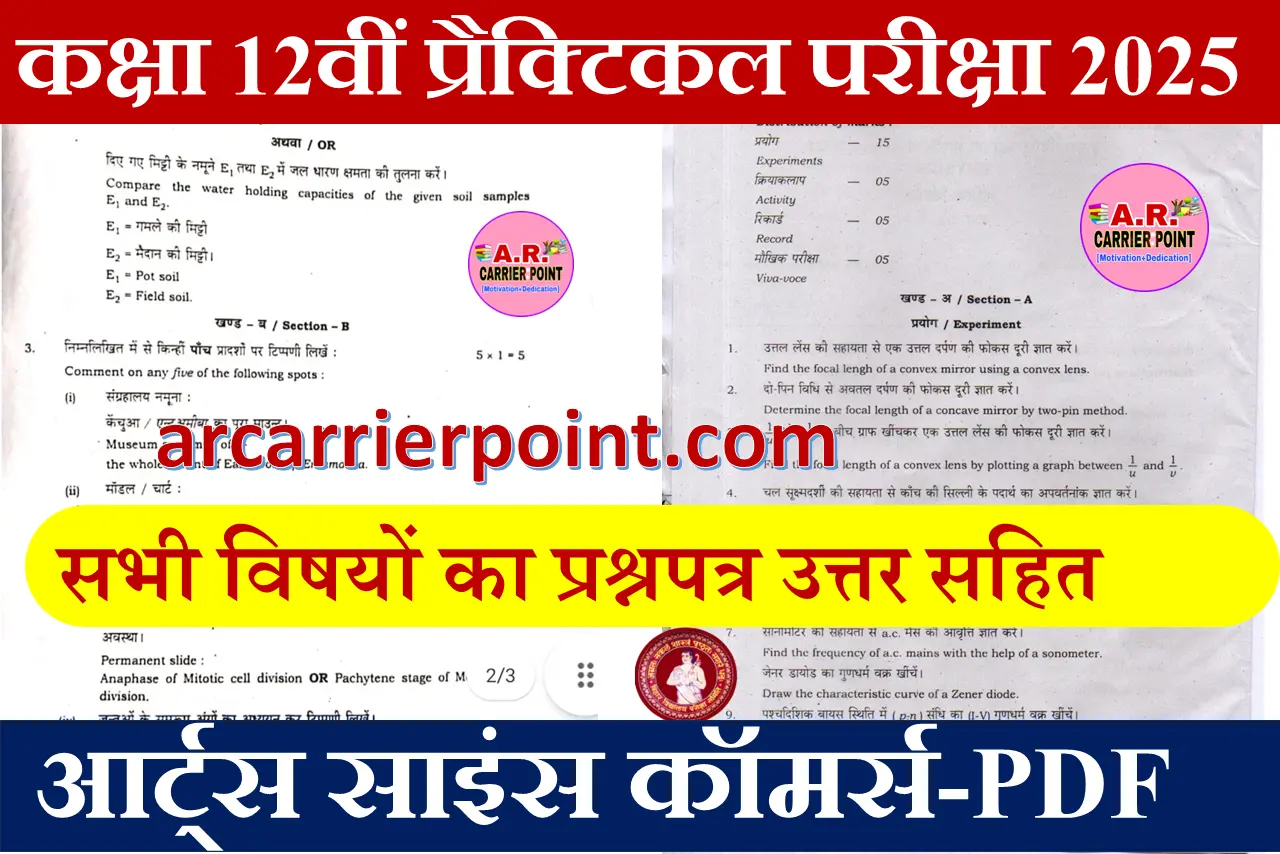 BSEB Inter Practical Exam 2025 All Subject Question Paper