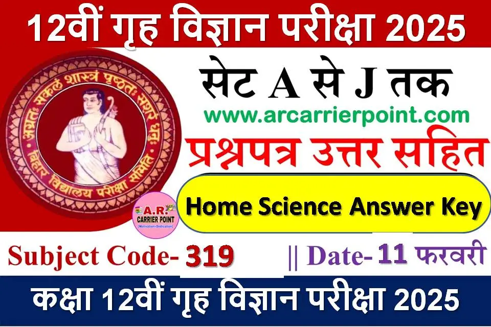 Class 12th Home Science Question Paper 2025 With Answer