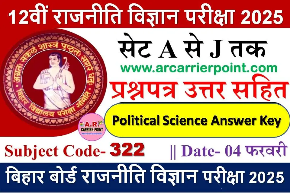 Class 12th Political Science Question Paper 2025 With Answer