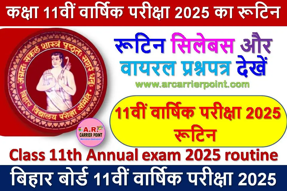 कक्षा 11वीं वार्षिक परीक्षा 2025 का रूटिन