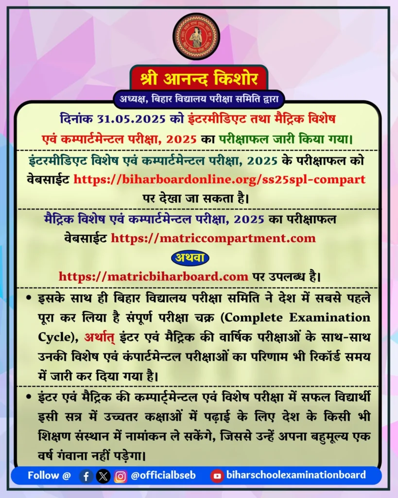 Inter Compartment Cum Special Exam 2025 Result Declared