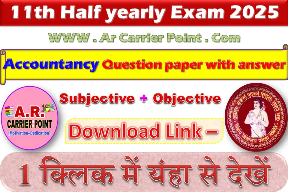 Class 11th Accountancy Half yearly exam december 2025 question paper with answer