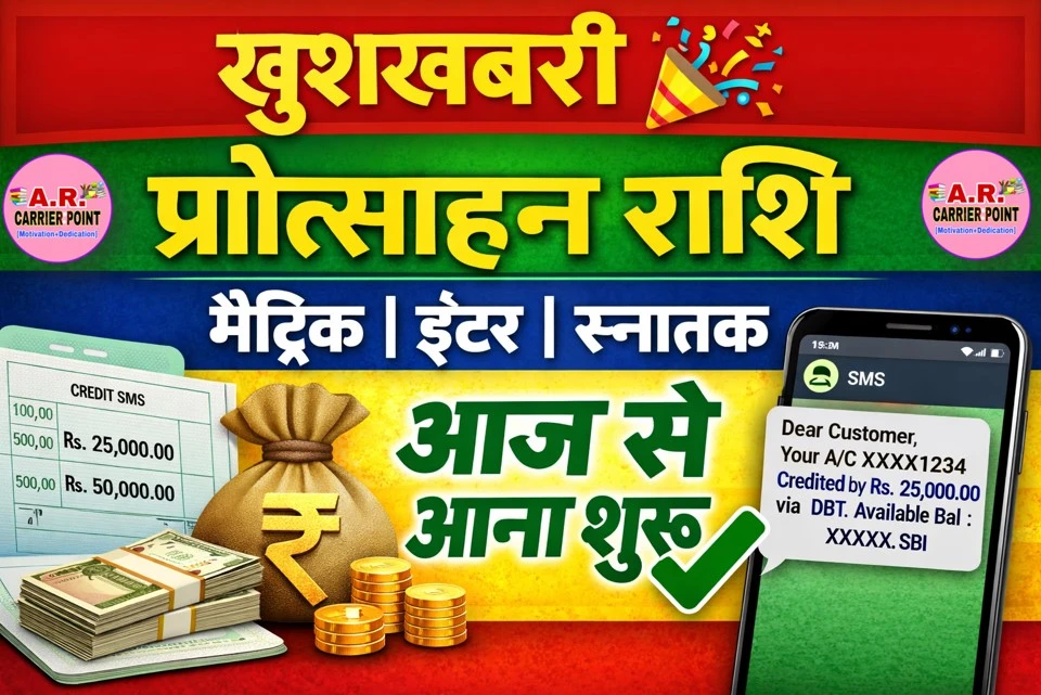 मैट्रिक इंटर स्नातक पास प्रोत्साहन राशि का पैसा - जल्दी चेक करें - आ गया