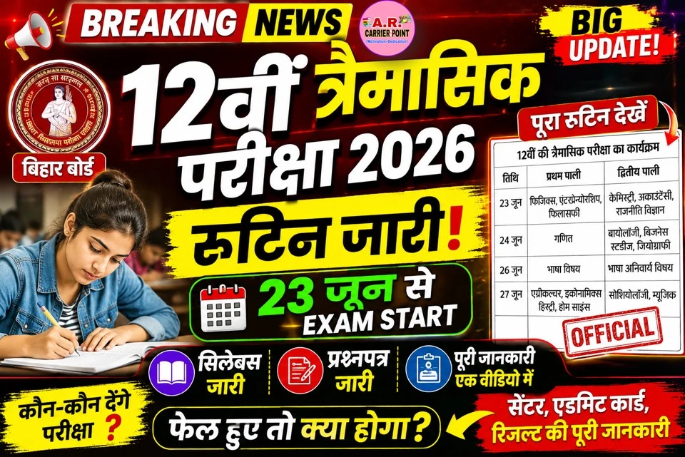 कक्षा 12वीं त्रैमासिक परीक्षा 2026