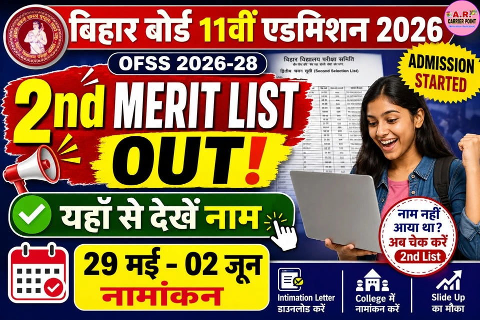 बिहार बोर्ड कक्षा 11वीं नामांकन के लिए द्वितीय मेरिट लिस्ट जारी- यहाँ से देखें