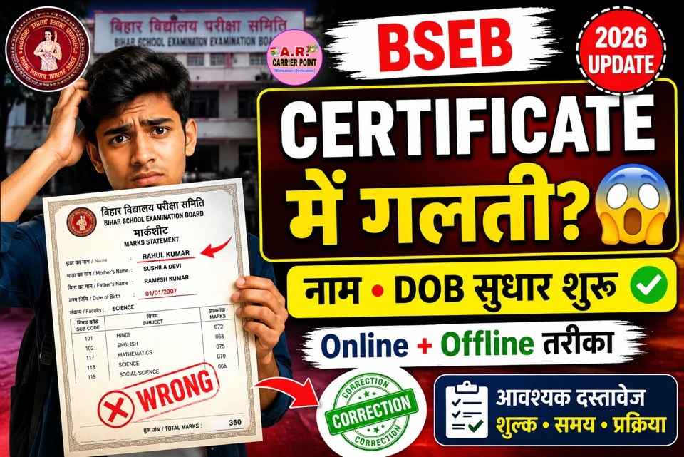 बिहार बोर्ड के ओरिजिनल प्रमाण पत्र में है त्रुटि तो ऐसे करायें सुधार