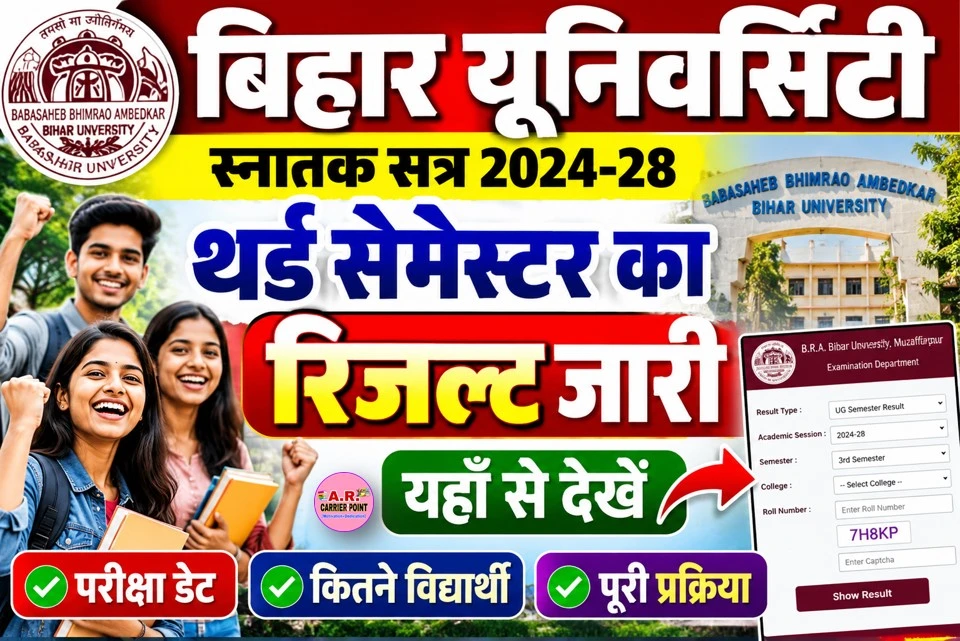 बिहार यूनिवर्सिटी स्नातक सत्र 2024-28 के थर्ड सेमेस्टर का रिजल्ट जारी